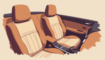 Car leather seats conditioning in minimalist style, car maintenance