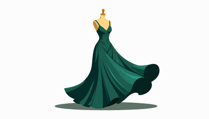 Naklejka premium Elegant gown swirling on a mannequin, fashion illustration concept