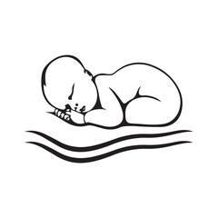 New born baby in one continuous line drawing. Prenatal or reproductive clinic symbol and pregnancy brochure in asimple linear style. Logo surrogacy agency editable stroke. Monoline vector illustration