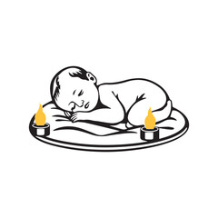 New born baby in one continuous line drawing. Prenatal or reproductive clinic symbol and pregnancy brochure in asimple linear style. Logo surrogacy agency editable stroke. Monoline vector illustration