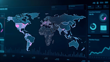 Digital Dashboard with Global Trend Charts and Analytics for Market Analysis