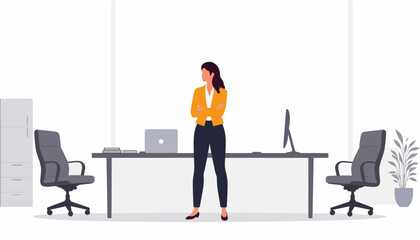 Confident businesswoman leading a team in a modern office, leadership