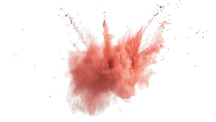 Stunning Red Powder Explosion, Abstract Artistic Design, Red Powder Explosion on White Background, Red brick dust scattered explosion isolated on white background
