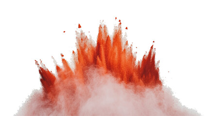 Stunning Red Powder Explosion, Abstract Artistic Design, Red Powder Explosion on White Background, Red brick dust scattered explosion isolated on white background