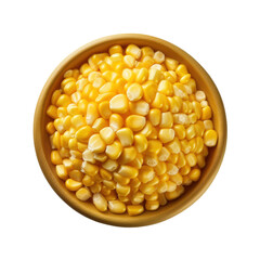Fresh Yellow Corn Kernels in a Bowl - Perfect for Cooking and Snacking on transparent background