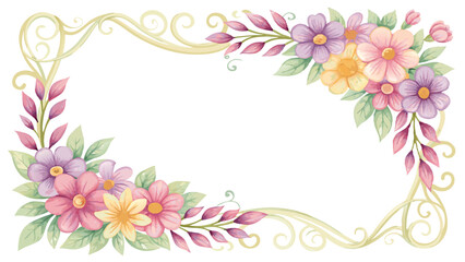 Decorative abstract corner flower frame watercolor 