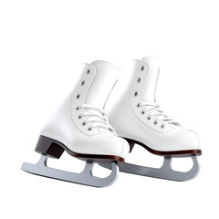 Pair of white ice skates isolated on a transparent background