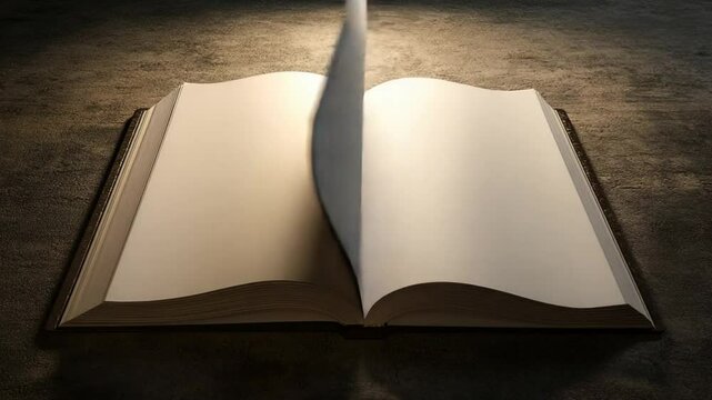 Animation of a blank book turning pages, perfect for intros, titles, or announcements