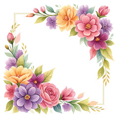 Fototapeta premium Decorative corner flower frame watercolor 