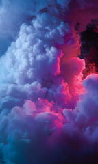 A captivating view of spectral vapor forming a gradient design with luminous hues that blends and swirls