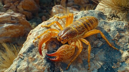 Desert Scorpion Rock Habitat Wildlife Closeup