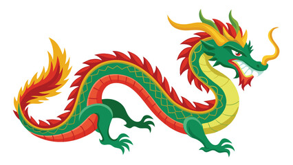 Chinese dragon watercolor with white background