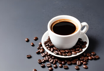 Fototapeta premium cup of espresso with coffee beans