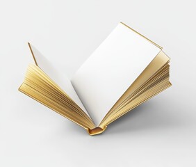 Open golden book, blank pages