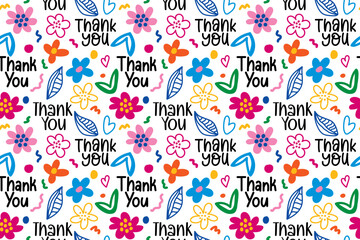 seamless pattern thank you lettering. vector illustration