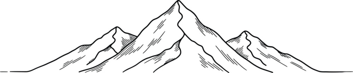 Minimalist Mountain Range Silhouette Line Art