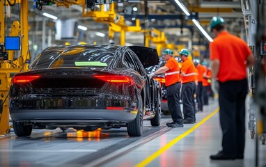 Automated Car Assembly Line in a Modern Factory