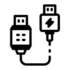 A glyph style icon showing micro usb 
