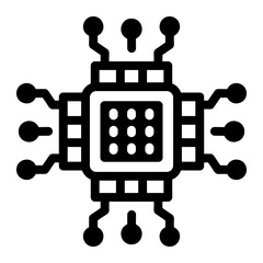 A glyph style icon showing a cpu chip 
