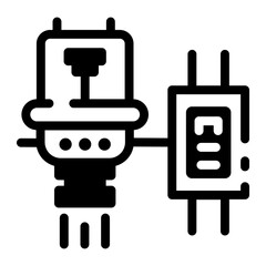 A glyph style icon showing a transistor 