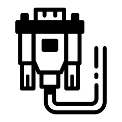 A glyph style icon showing a vga adaptor 
