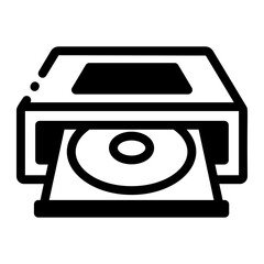A glyph style icon of an optical drive 
