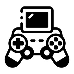 A glyph style icon showing a gaming console 
