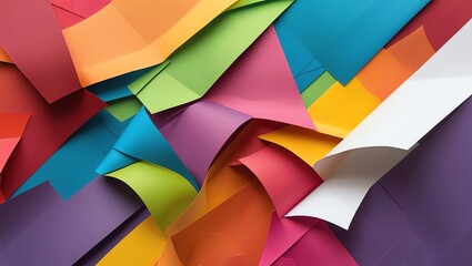 Abstract Colorful Paper Art: A vibrant explosion of folded papers in a spectrum of colors, creating a dynamic and visually stimulating composition.