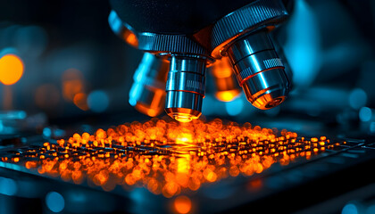 Microscope Focusing on Illuminated Circuit