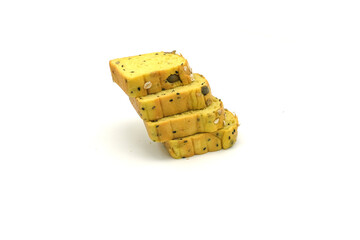 Sliced Pumpkin Bread with Mixed Grains on White Background