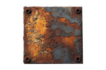 Corroded Steel Surface Closeup Isolated on Transparent Background PNG.