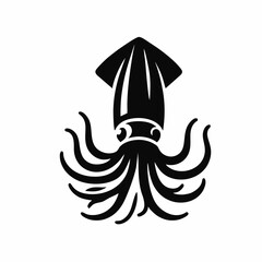 Vector graphic of a squid. The art is black and white, simple, and looks like a stylized illustration.


