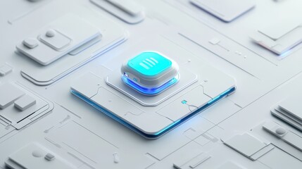 Futuristic Digital Device Isolated on Minimalist Background with Glowing Elements and Detail