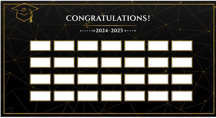 Graduation Photo Board Template with Empty Slots, Elegant Geometric Background, Perfect for School Yearbooks and Graduation Displays