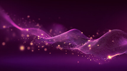 Abstract purple and pink glowing waves on dark background, Purple Cosmic Nebula with Glittering Stars, abstract background with shining dots stars