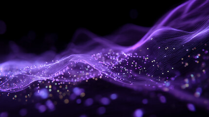 Abstract purple and pink glowing waves on dark background, Purple Cosmic Nebula with Glittering Stars, abstract background with shining dots stars