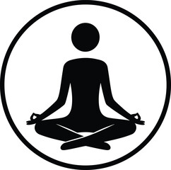 Meditating Stick Figure - Wellness Vector Illustration