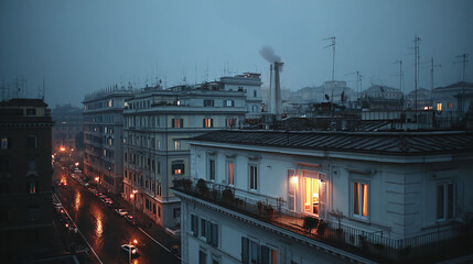 White smoke rises from the chapel chimney, indicating the successful election of a new pope during the papal conclave