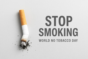 World No Tobacco Day: A graphic representation of an extinguished cigarette, accompanied by text urging the cessation of smoking