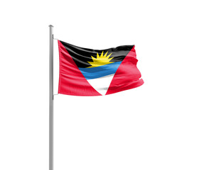 Antigua and Barbuda flag waving mast on white background with clipping path.