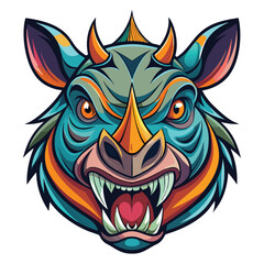 Obraz premium Aggressive Rhinoceros Mascot Illustration