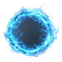 Glowing blue energy ring with dynamic electric light effects forming a circular shape.