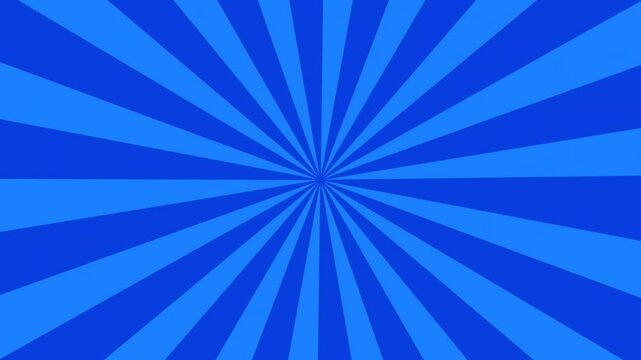 Cartoon background animation with blue striped rays with retro concept