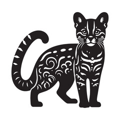 Obraz premium Minimalist margay silhouette vector ideal for high-quality logos and digital design – margay silhouette – margay vector – margay illustration – silhouette of margay