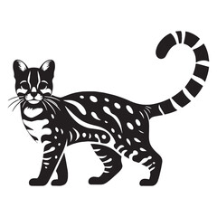 Detailed margay silhouette designed for digital branding and logo applications – margay silhouette – margay vector – margay illustration – silhouette of margay

