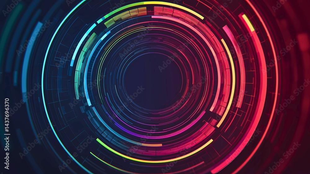 Poster abstract colorful circle background with multiple rings, creates a captivating visual experience. it