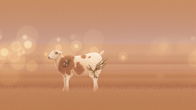 Stylized sheep illustration for Eid Al-Adha celebration - Powered by Adobe