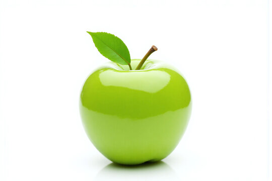 green apple with a leaf on top of it
