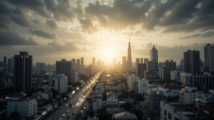 Blur sunset in the city with monocrome