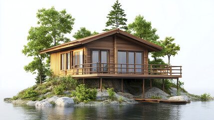 Fototapeta premium serene vacation home surrounded by nature, perfect for occasional stays